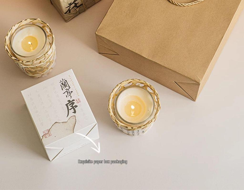 Lantingji Xu Fragrance Candle Set: New Chinese Style Aroma Gift Box with Glass Cup Wax Souvenir