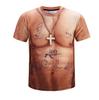3D Print Fake Muscle Sports Quick-dry Breathable Men T-shirt Outdoor Street Fun Cosplay Party Parent-child Short Sleeve Clothing