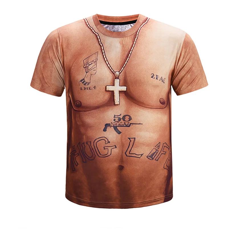 3D Print Fake Muscle Sports Quick-dry Breathable Men T-shirt Outdoor Street Fun Cosplay Party Parent-child Short Sleeve Clothing