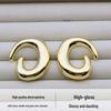Exquisite Light Luxury Swirl Textured Gold Stud Earrings