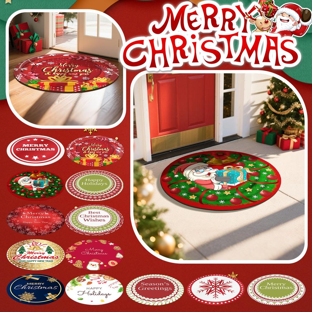 Christmas Carpet, Merry Christmas, Home Carpet, Round Carpet Home Holiday Decoration Christmas Crystal Velvet Living Room Carpet