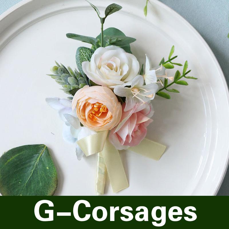 1pc Bride Groom Boutonniere Rose Corsage Artificial Wrist Flower Pin Brooch - Foto 5