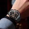 BINBOND Men's Waterproof Quartz Sports Watch with Steel Strap and Dual Eye Multifunction.