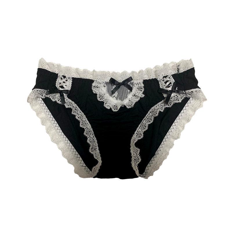 Japanese Lolita Maid Mid-Waist Cute White Panties - Modal Cotton, Breathable, Butt Lifting