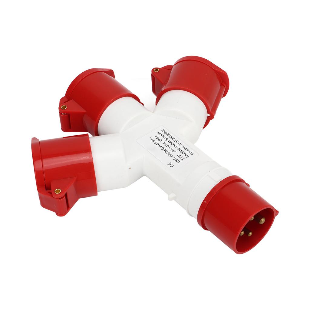 Waterproof Industrial Site Plug IP44 Cross 1 in 3 Out 4 Pin 2P N E Multiple Sockets Industrial Plug