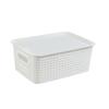Aufbewahrungsbox mit Deckel, Imitations-Rattan-Geflecht, Schreibtisch-Organizer, Mehrzweck-Aufbewahrungskorb für Fernbedienungen, Kosmetikartikel und Snacks