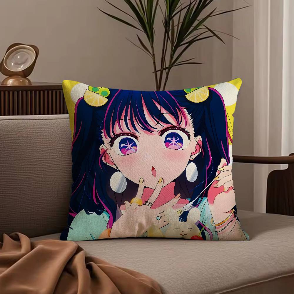 Hot Anime Oshi no Ko Hoshino Ai Pillow Case Anti-dustmite Pillowcase Invisible zipper silky short plush Sofa cushion cover