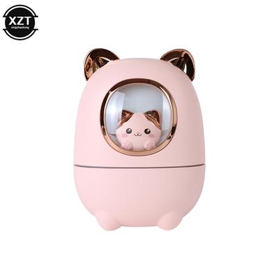 Cartoon Cat Humidifier Cute Style Essential Oil Diffuser with Night Light Desktop Silent Recharging Cooler for Home Car Office