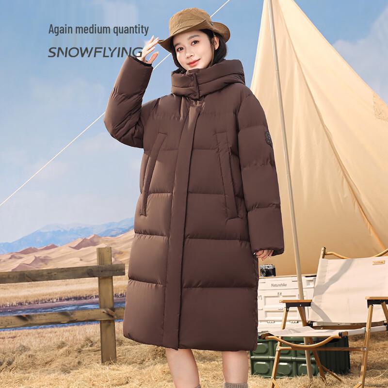 SNOWFLYING Women's Mid-Length Hooded Duck Down Jacket