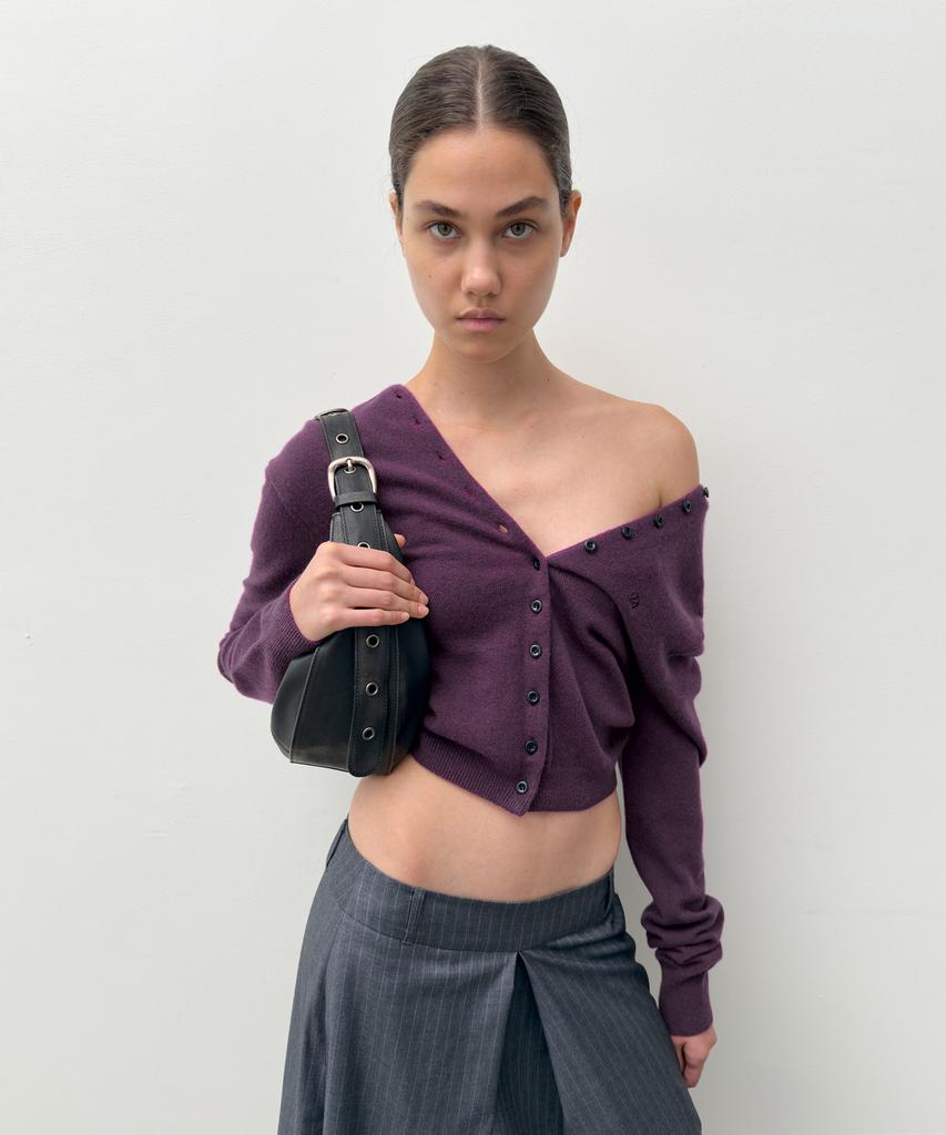 Diagonal Washed Buckle Bag (Black)