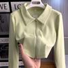 Zipper Lapel Cardigan Spring and Autumn Short Top Jacket
