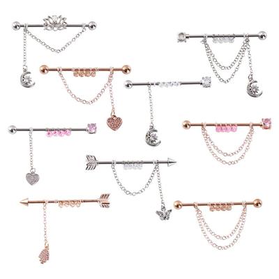 Barbell Girls Gift Long Ear Stud Industrial Barbell Earring Cartilage Stud Earrings Ear Bone Stud