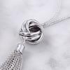Lange Ketting Kwastjes Ketting, Knoop met Kwastjes Hanger Lange Ketting, Boho Kwastje Bedel Trui Ketting voor Vrouwen Sieraden Cadeau
