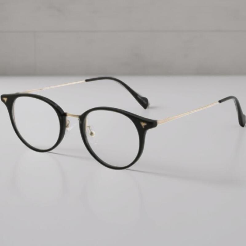 

Unisex Thick Frame Vintage Circle Fashion Glasses Black-Gold