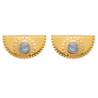 [Q6270] - Pendientes Chapado en Oro 'Cleopatra' labradorita dorada - 19x10 mm