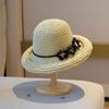 2025 new flower hand-hooked rolled-up foldable straw hat women's Korean style, versatile, small fresh breathable sunshade fisher