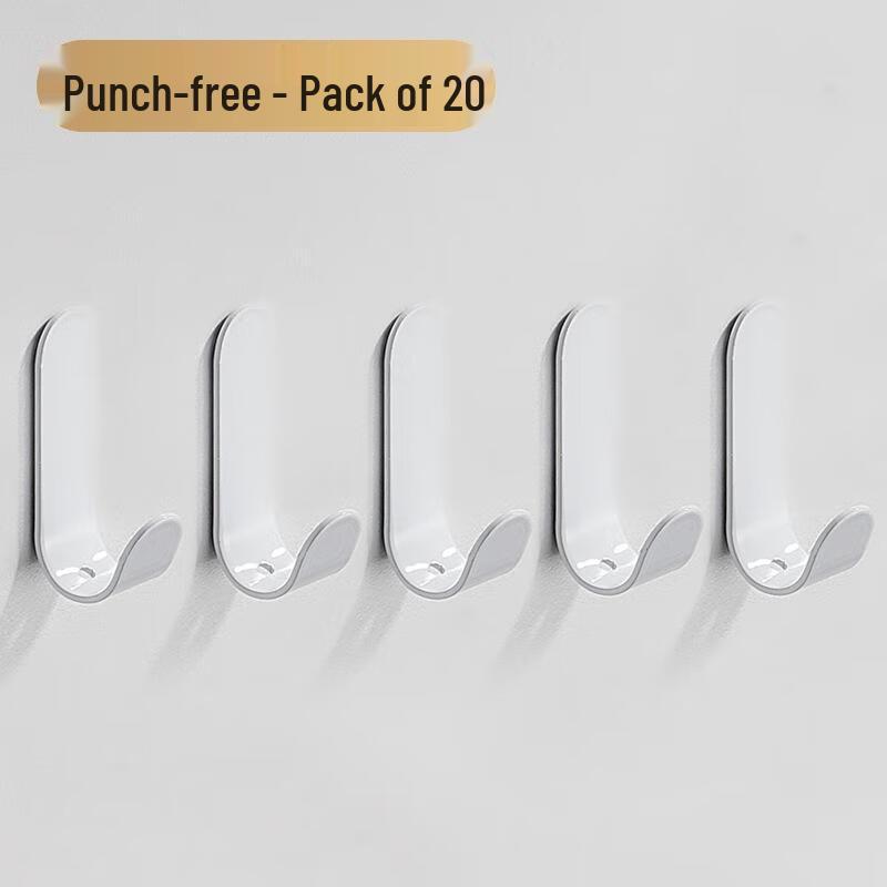 JINGRUIXIANG No-Drill Adhesive Single Hooks, 20-Pack