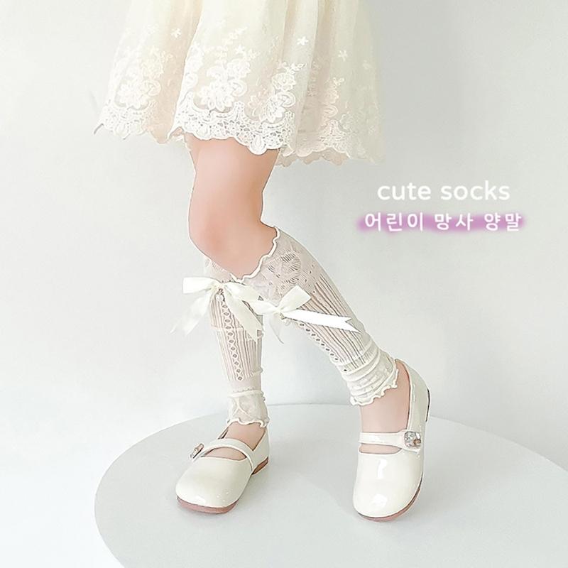 Bowknot Boot Socks Leg Warmers for Teen Girls Long Leg Cover Cute Knee Stockings Child Socks Ankle Heap Sock Breathable