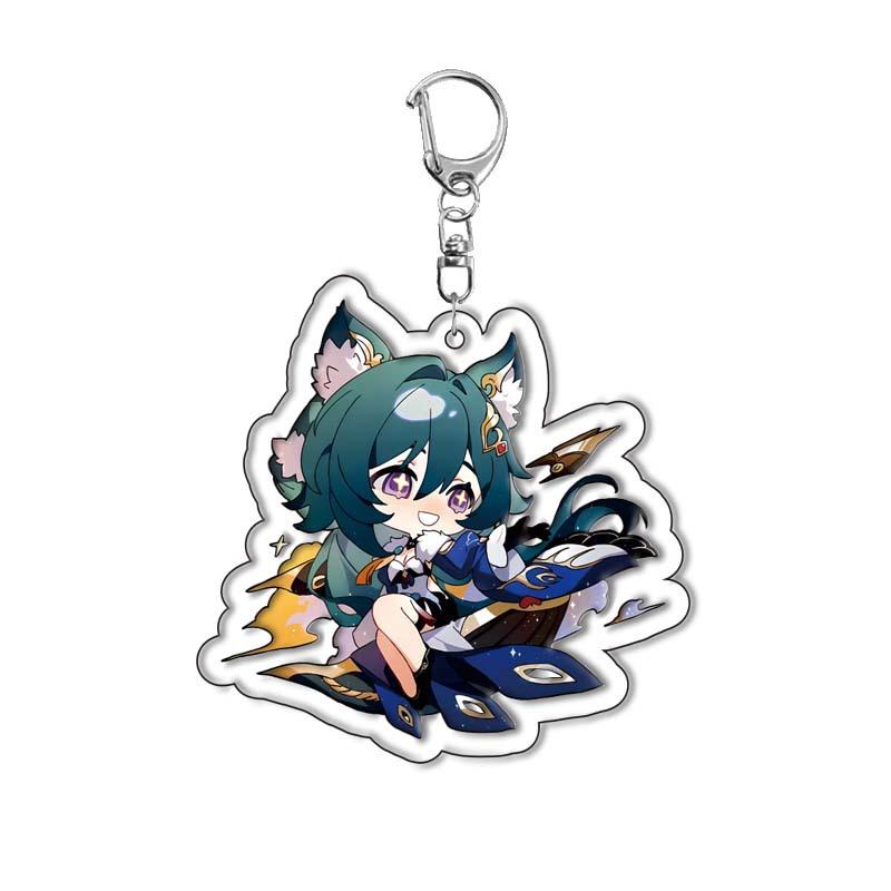 6CM Honkai Star Rail Anime Game Keychain Double-sided Cartoon Figure Lunae Blade Key Ring for Women Car Bag Phone Pendant Gifts