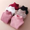 Children's Slim Fit Knit Sweater with High Neck and Velvet Lining for Autumn and Winter.