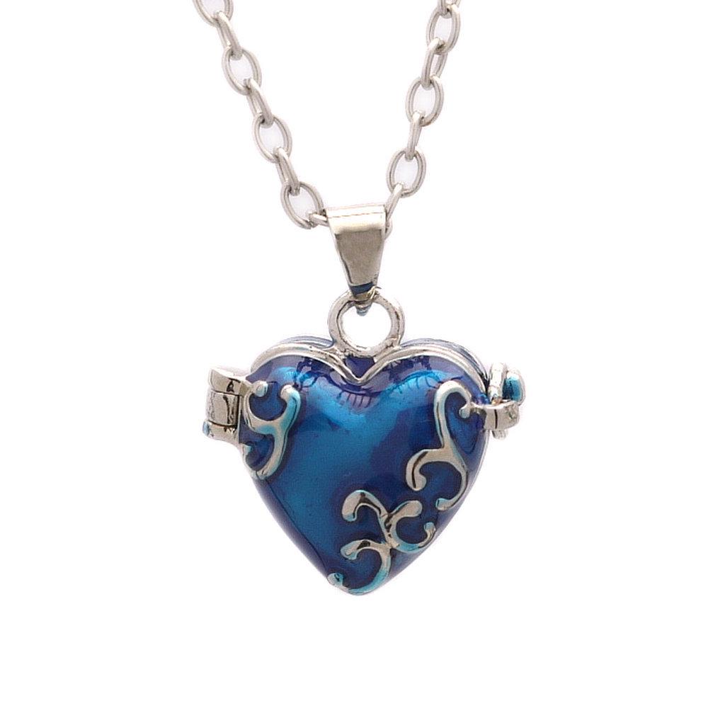 Personalized Brass Heart-shaped Epoxy Storage Necklace Pendant
