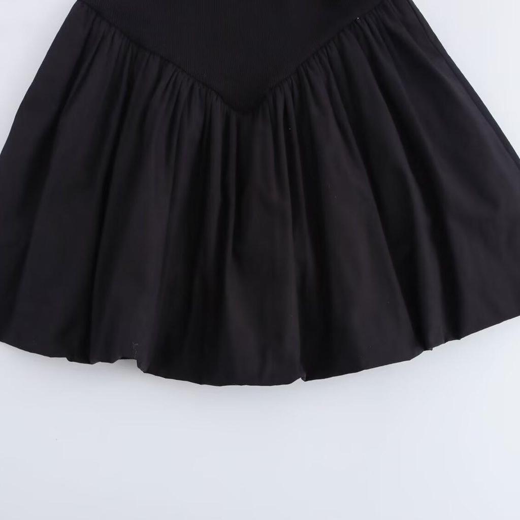 Autumn 2024 Women's European & American Style Poplin Short Sleeve Stand Collar Dress