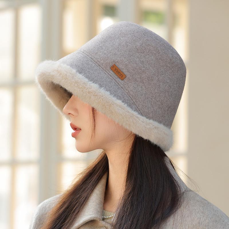Autumn and Winter Velvet Thickened Hat Women's Warm Bucket Hat Bucket Hat Basin Hat