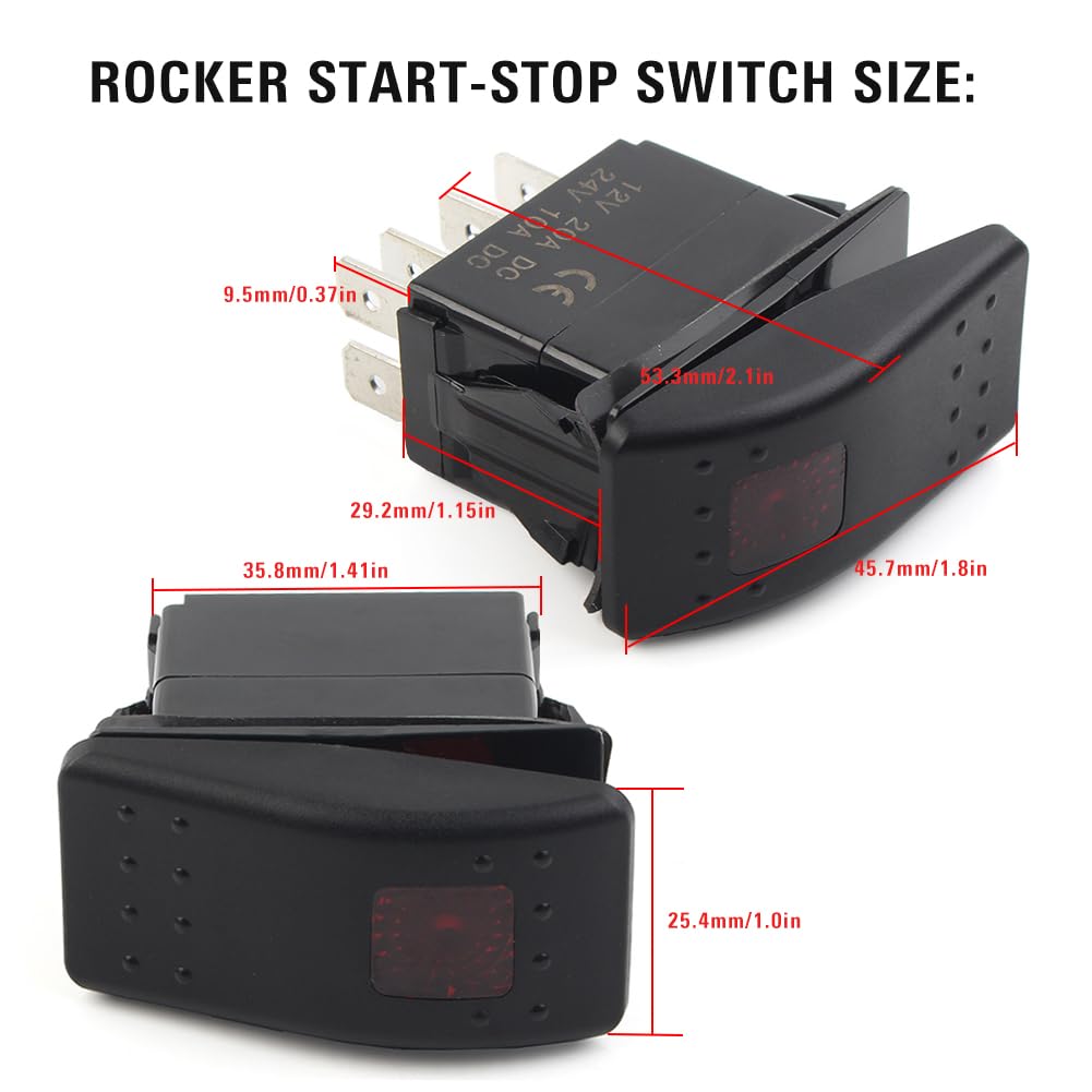 GZYF 5 pin 308-1038 Onan Cummins 308-1038 RV Generator Rocker ABS Start Stop Switch Button Red Lens for RV Toggle Switches for Cars Trucks Boats Auto