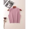 American Fashion Brand Small Stand-up Collar Slim Fit Vest Gao Ding Slimming and Short Knitting Sleeveless Tops Women