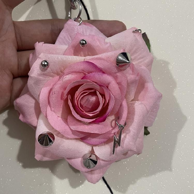 Modern Rose Keyring Studded Design With Sparkling Rivets Stylish Keychain For Everyday Carry or Special Occasion