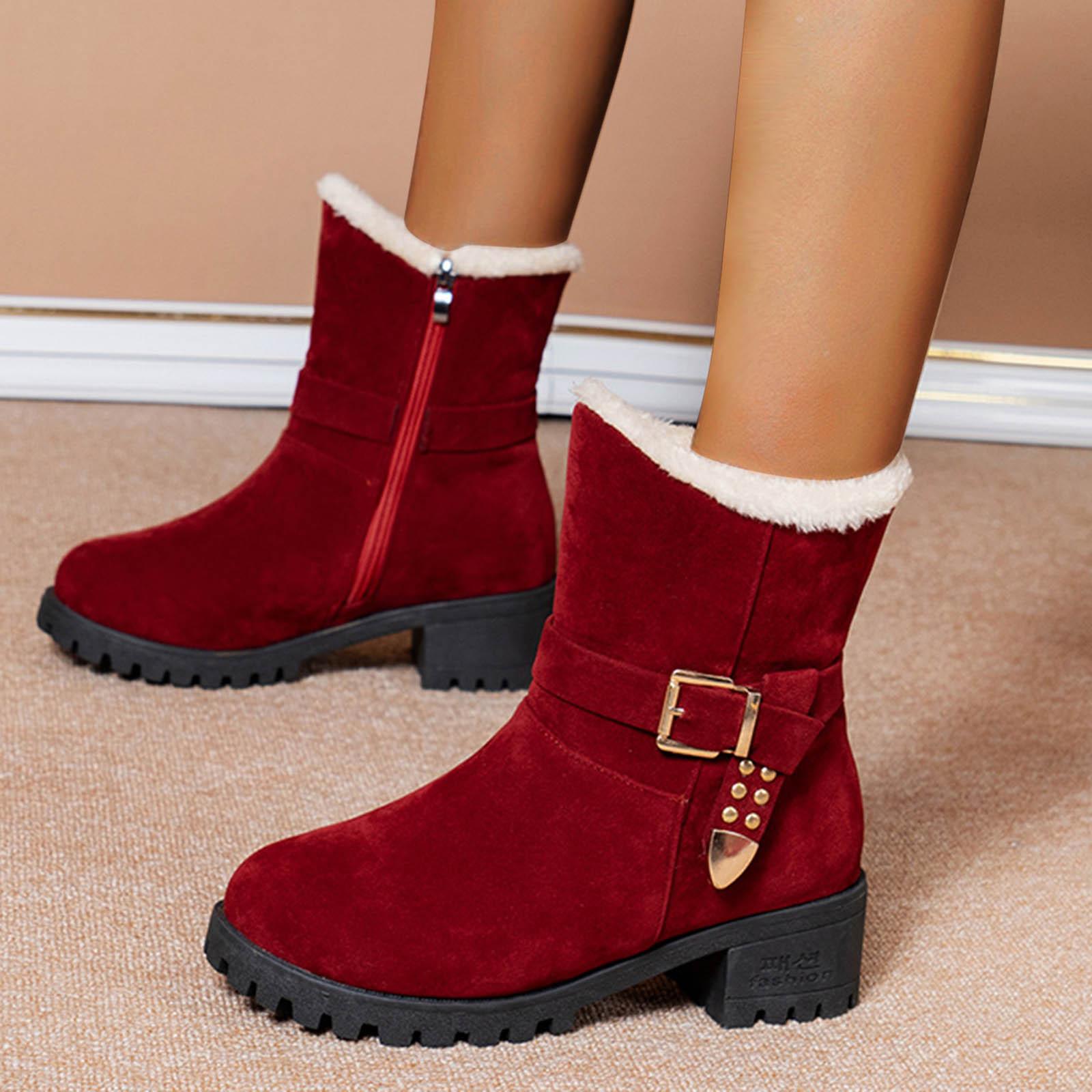 Boots Warm Plus Belt Cotton Women s Fashion Boots Velvet women s boots Womens Rain Boots Size 12 39 винный