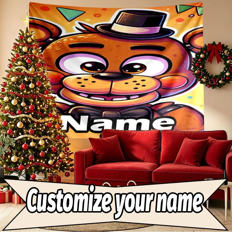 Custom Name Personalized Five Nights at Freddy's Print Tapestry, Wall Art Decor, Bedroom, Dorm, Apartment, LivingRoom, Party Backdrop, Gift for Birthd