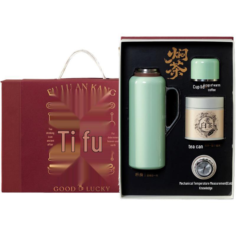 Tang Song Blue Stainless Steel Thermos Flask & Teapot Portable Gift Set