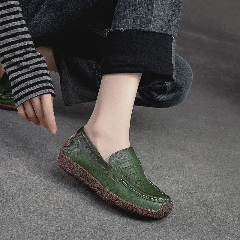 Shanghai Jiechu Spring 2023 Retro Flat Women's Cowhide Shoes