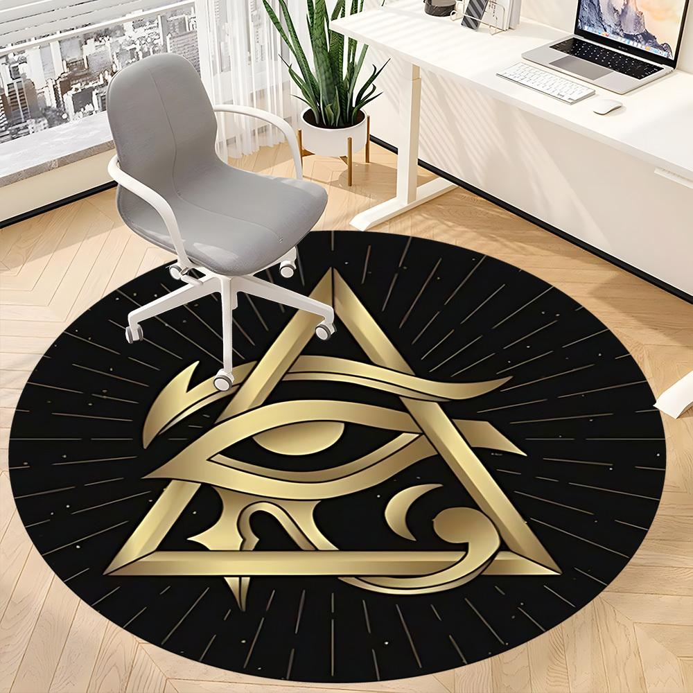 1pc Eye Pyramid Office Round Area Rug,  Mat Suitable For Office, Under Office Chairs Bedroom Living Room Home Decor, Room Deco