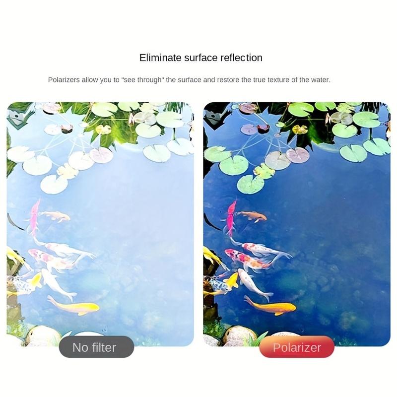 52mm Clip-On Cpl Phone Camera Lens Filter, Ultra-Thin Circular Polarizing Filter, Enhances Color Saturation, Reduces Glare