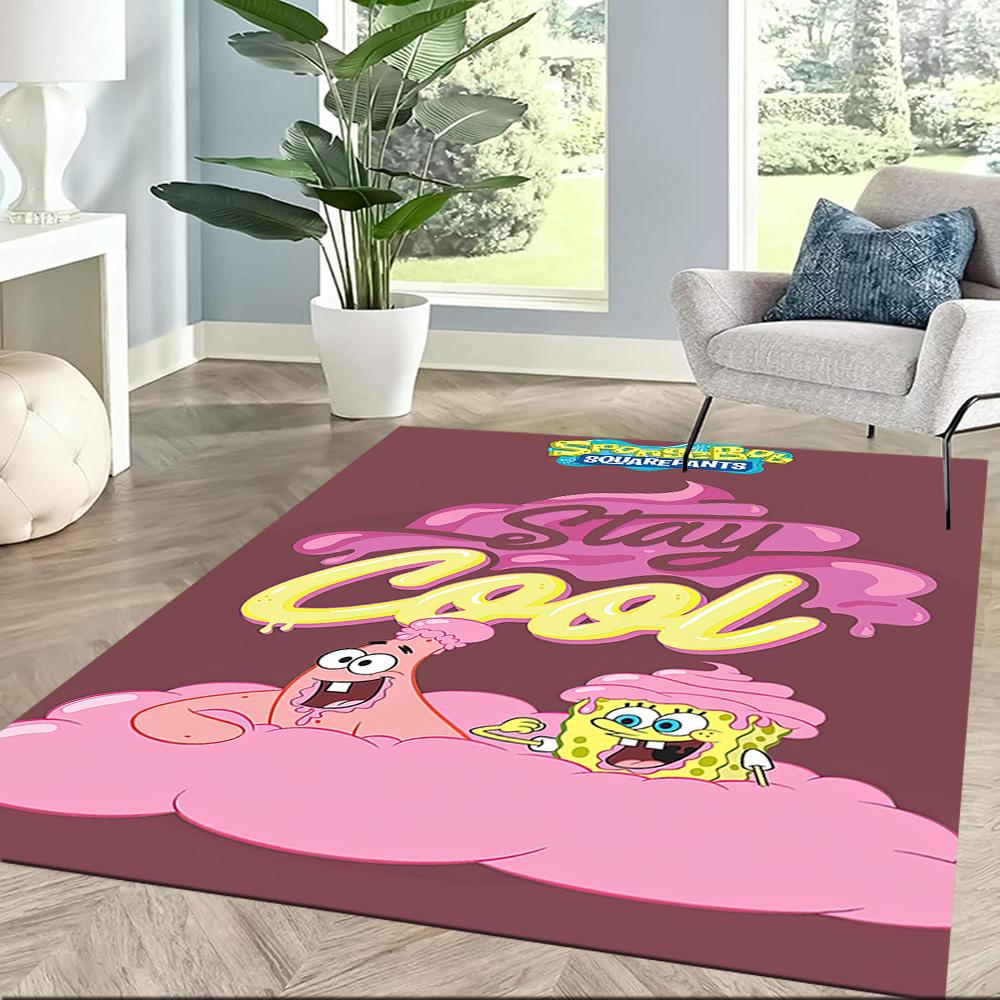 Spongebob Movie Night Square Rugs Are a Great Choice for Living Rooms, Bedrooms, Home Décor, and As Gifts.