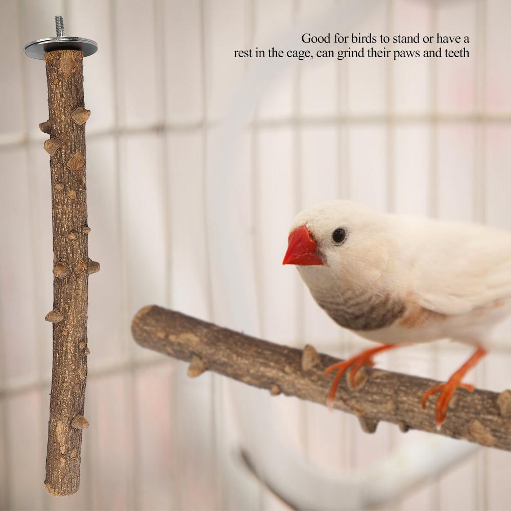 Natural Wood Parrot Stand Holder Paw Grinding Perch Bird Chew Hanging Cage Toy(3*35cm)