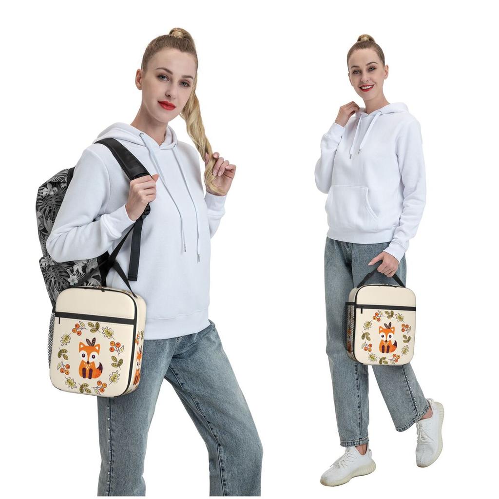 Little Fox With Autumn Berries Insulated Lunch Bag for Women Children Leakproof Food Boxes Thermal Lunch Box Tote