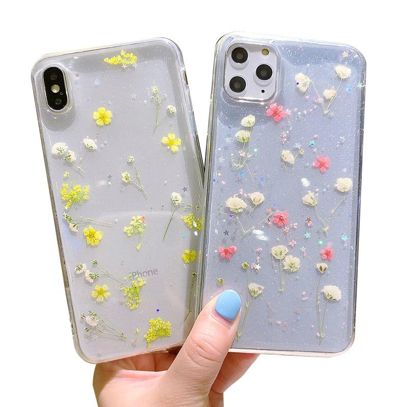 Buy Real Dry Flower Glitter Case For Iphone 11 Pro Max 12 Mini 8 7 Plus ...