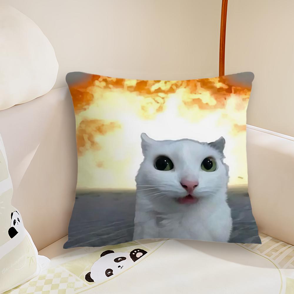cat funny cushion cover Pillow Case Plush Fabric Soft Double Sided Print Sofa Cushion Cover Throw Pillow Covers