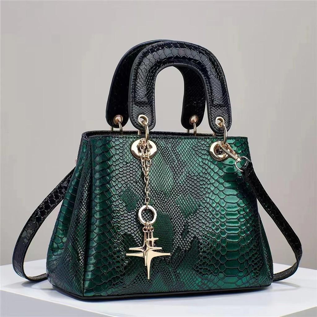 2023 New Fashion Snake Skin Leather Handbag Large Capacity Soft Pu Shoulder Bag