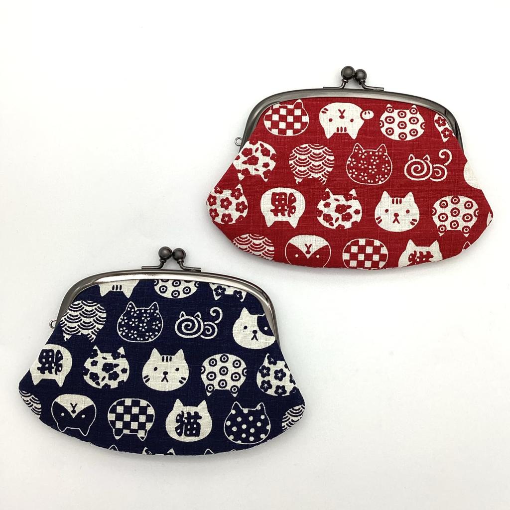 Kyosuke cotton coin approximately x 17 x featuring a cat Includes a coin purse Features a navy blue Japanese-made purse/wallet, 10.5 1.5 cm, design.