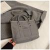 Large capacity solid color versatile casual canvas shoulder bag handbag college student class fashion commuter tote bag women
