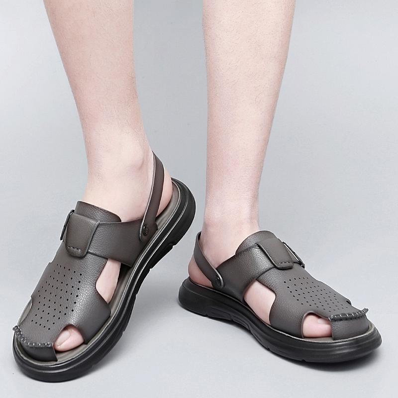 Fashion Men's sandals Classic retro business style Dress up party  Daily office Leisure Outdoor Breathable shoes Black Brown Beach