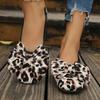 Dam Loafers med Rosett och Leopardmönster, Rund Tå Mary Janes, Bekväma Lätta Platta Vardagsskor med Låg Klack för Alla Årstider