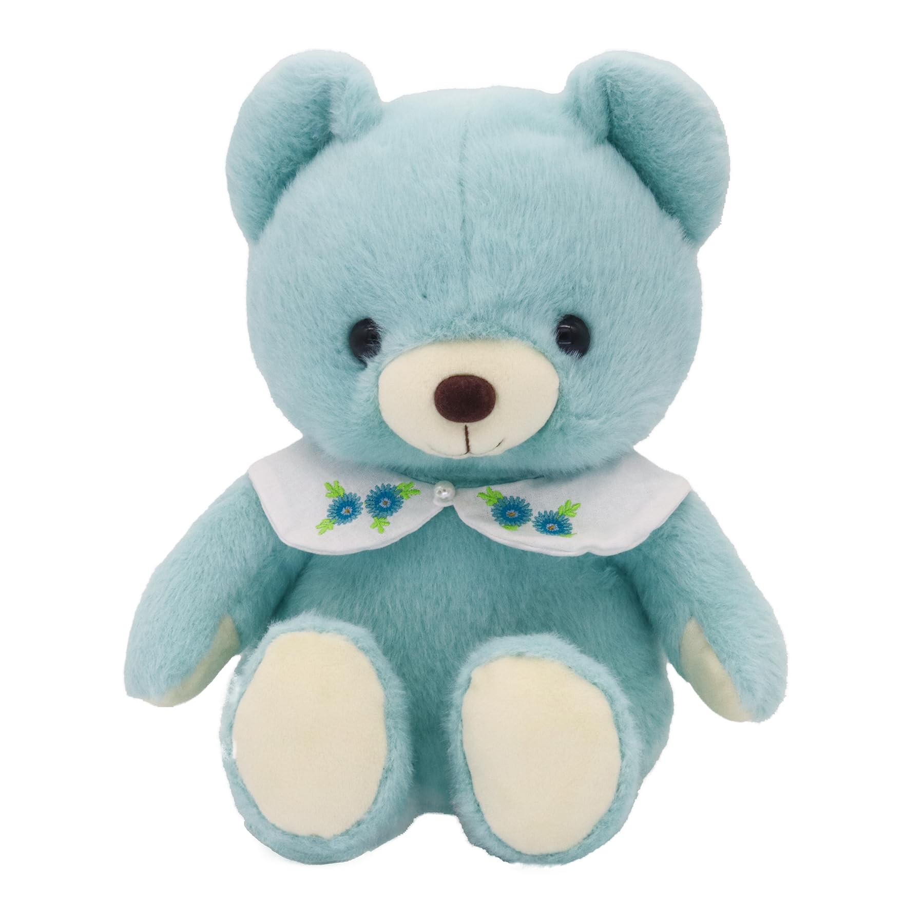

Takeoff Bear Cub Drop Retro pastel colored bear Cute flower embroidery on the collar Stuffed toy M Blue music [With box] синій