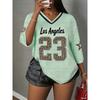 Printed V-neck short sleeved T-shirt, summer pattern T-shirt, baseball shirt, plus size sports T-shirt