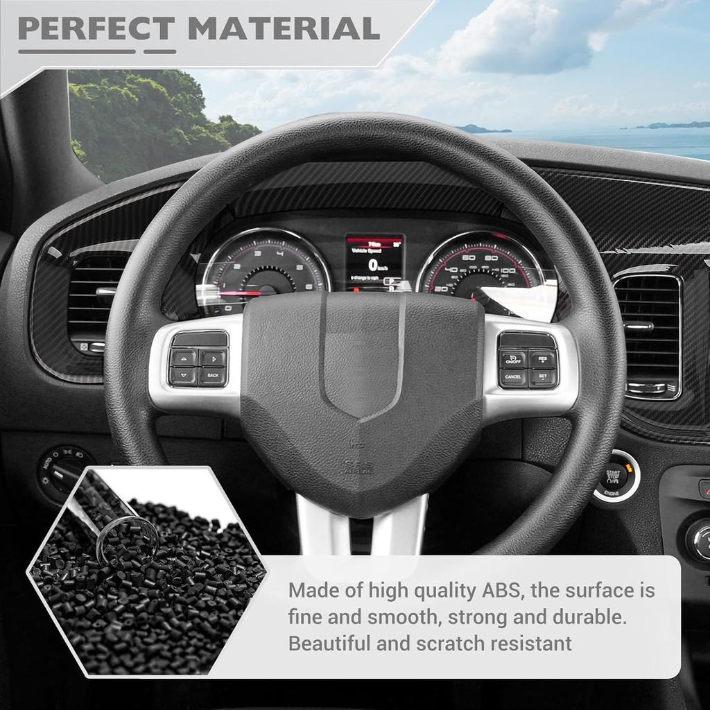 JeCar for Charger Carbon Fiber Dash Trim for Dodge Charger 2011 2012 2013 2014 Interior Accessories (4pcs)