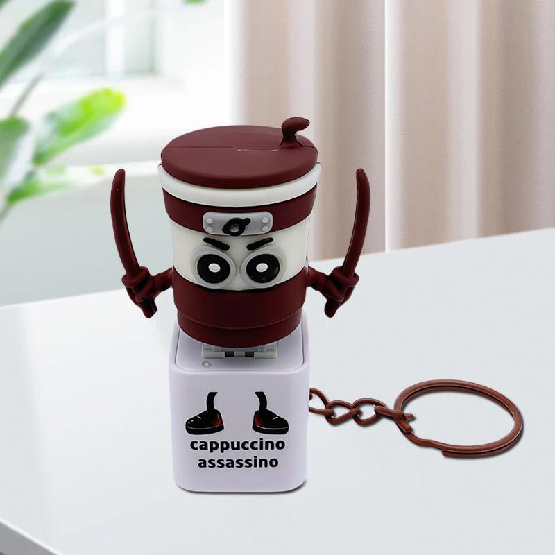 Chaveiro de Botão Homem Palito de Madeira Não Tóxico 3Dnew Tralalero Tralala Tungtungtung Com Pingente Luminoso - Decoração Periférica de Anime Presente Brinquedos